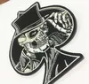 Qualité Spades Top Hat Crâne Brodé Fer Sur Patch Moto Biker Club MC Veste Avant Gilet Patch Broderie Détaillée S264C