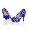 Новейший дизайнер Fresh Blue кружева на высоких каблуках блестка Folwer горный хрусталь ну вечеринку выпускного вечера банкет юбилей обувь свадебная свадьба женская обувь
