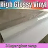 3 Layers High Glossy White Car Wrap Vinyl Film Decals Self Adhesive Film With Air Release For Car Wrapping Size:1.52x20m/roll