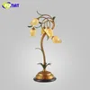 FUMAT lampe de Table en verre fleur européenne lampes de chevet abat-jour en verre jaune feuilles vertes Art déco salon lampes de table LED8009345