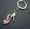 Hot-Sell Key Ring Zinc Alloy Keychain med 4 Panda Charms, 50st / Lot, Gratis Express Leverans (CK0072)