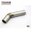 TKOSM Motorcykel Modifierat Avgasrör ID: 51mm Front Bend Case för SUZUKI GSXR600 GSXR750 Liten K6 K7 K8 Middle Bend Link Pipe