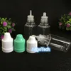 Square Bottle Plastic Droper flaskor 10 ml 30 ml med färgglada barnsäkra mössor för eliquid E-juice tomma flaskor