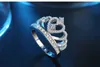 Yhamni Luxury 925 Sterling Silver Rings Princess Queen Crown Engagement Ring Luxury CZ Diamond Autentiska Sterling Silver Smycken Kyra017