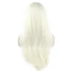 Lång platina blondin rakt värmebeständig syntetisk fiber spetsfront peruk naturlig hårlinje s02