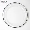 Stocked 13inch round wedding clear silver/gold glass beaded charger pates glass plate for wedding table decoration