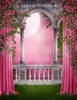 Susu Wiosna Zdjęcie Studio Tła Galeria Garden Pink Curtain Photography Backdrops Balkon 5x7ft na ślub Fotografia rekwizyty