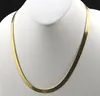 Mens 14K Yellow Gold Plated 24in Herringbone Chain Necklace 4 MM