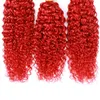 Verworrenes gelocktes rotes Haar einschlaget peruanisches brasilianisches Jungfrau-Menschenhaar rote verworrene gelockte Haar-Erweiterungen 3pcs / lot