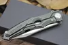 High-end kogellager flipper mes D2 satijnen mes zwart steen gewassen TC4 titanium handvat EDC zakmessen xmas cadeau