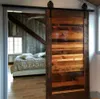 4-8.2ft Vintage Industrial Spoked European Black Steel Sliding Barn Door Hardware Closet Set Door Track Carbon