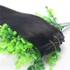 Straight Brasilian Human Hair Clip In Hair Extension 1B Naturlig Färg Human Virgin Hair African American 7pcs 120gram