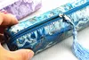 Waterproof Travel Zipper Cosmetic Bag Tassel Pencil Case Silk Brocade Jewelry Bead Necklace Makeup Storage Pouch Coin Purse 10pcs/lot