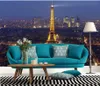Arrière-plan Tour Eiffel Nuit murale 3d papier peint papiers peints 3D pour toile de fond tv
