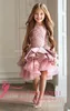 Flower Girl Dresses for Wedding pink Lace Princess TUtu Skirt Ruffled 2019 Ball Gown Jewel Vintage Child First Communion Dress