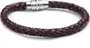 Titanium Stainless Steel Magnetic Clasp Leather Bracelet Wristband Women Men's Charm Bracelets Jewelry Black Brown Color