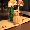 Handgemaakte creatieve 3d pop-up wenskaarten kerstboom sneeuwman ansichtkaarten gelukkige feestelijke feestartikelen