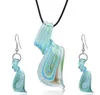 Streamer Glitter Murano Lampwork Blown Venetian Glass Pendants Necklaces And Earrings Jewelry Sets Handmade Fashion Jewelry