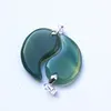 Alliage d'agate verte naturelle (paire d'amoureux) poisson yin-yang. Pendentif collier de bon augure