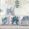 blue mediterranean style decoration sea coral cushion cover marine chair sofa throw pillow case cotton linen chaise almofada