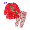 Filles Tenues De Noël 2017 Santa Manches Longues Top + Pantalon À Volants 2 Pièces Ensembles infantis Pyjamas De Noël Ensemble Mignon Bébé Enfants Vêtements Homewear