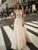 Berta 2019 Свадебные платья Бисером Аппликация Винтажные свадебные платья Открыть спинку плюс размер линии свадебное платье