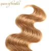 Peruanska blonda buntar obearbetade mänskliga hårväv 3 st 300g Brasilianska Peruanska Malaysiska Indiska Virgin Hair Body Wave Color 27 #, 99J