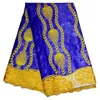 5 Yards/pc Tessuto Bazin blu cielo alla moda e pizzo solubile in acqua giallo africano per vestiti LBL31-7