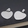 Silver Plated Stainless Steel DIY Heart Charms Pendant Blank Dog Tags Fashion Jewelry For Lover Necklaces