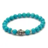 Vente en gros 10 pcs / lot Bracelet de Bouddha perlé pour hommes, Turquoise, Onyx noir, Agate de veines de dragon rouge, Bijoux en pierre semi-précieuse d'oeil de tigre