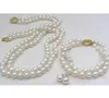 Vente chaude double brin 9-10mm collier de perles blanches Akoya 18 pouces fermoir en or 14 carats bracelet gratuit boucle d'oreille