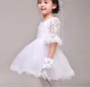 2017ヴィンテージの新しい花の女の子のドレスハーフスリーブパーティーページェントの聖体的なドレスのためのドレス子供/子供の王女のドレス