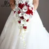 Modabelle Waterfall Style calle bouquet da sposa Fiori perle farfalla bouquet da sposa accessori da sposa rosa bianco255T