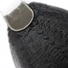 Peruwiańskie nieprzetworzone górne koronkowe zamykania włosów 4x4 Brazylijskie Remy ludzkie włosy Kinky proste zamykanie 1b część 130 afro yak324p