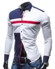Wholesale- Men's shirts three color stitching leisure cultivate one's morality men's long sleeve shirt double contrast color fashion shirt