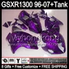 8gift For SUZUKI Hayabusa GSXR1300 96 97 98 99 00 01 purple 13MY136 GSXR 1300 GSX-R1300 GSX R1300 02 03 04 05 06 07 Fairing TOP glossy black