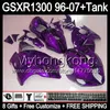 8gift Pour SUZUKI Hayabusa GSXR1300 96 97 98 99 00 01 violet 13MY136 GSXR 1300 GSX-R1300 GSX R1300 02 03 04 05 06 07 Carénage TOP noir brillant