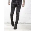 Gros-designer Brand New hommes noir jeans maigre déchiré Stretch Slim mode hip-hop swag homme casual pantalon de motard en denim salopettes Jogger