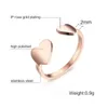 Romantiska justerbara dubbla hjärtringar Rose Gold Färg Öppna Toe Ring för Woman Anillos Present Smycken R-202