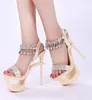 Rund näsa Peep Toe Women Sandals Plat Form Sexy 15cm Diamond High 130