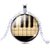 Gros-Choker NecklaceSliver / Bronze Plaqué Piano et Music Note Pattern Collier Pendentif pour les femmes