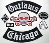 Outlaw Chicago przebacza haftowane żelazo na plamach moda duży rozmiar dla motocyklowej kurtki z pełnym tyłem niestandardowa łatka