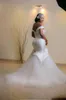 Eleganti abiti da sposa a sirena di spalla 2017 per perle senza maniche arruffato perle da sposa arabo sweep treno vera immagine allaccia su wedding1316657