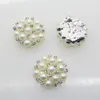 50pcs 22mm Roundons Rhinestons Pearl زر الزفاف ديكور دبوس DIY الملحقات الفضة Golden300K