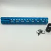 7''9''10''12''15" Inch Ultra Light Slim Anodized Blue Keymod Free Floating Hand Guard Système de montage sur rail avant avec écrou en acier