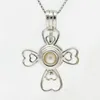 Clover Shape Cross Heart Pearl Locket, 18 kgp Cage Pendant Montering för DIY armband halsband smycken tillbehör