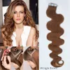 Huid inslag tape in haarextensions menselijk voor je mooie haar korting # 8 lichtbruin Braziliaanse body wave schoonheid haarproducten 10-26inch