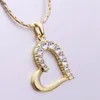 Hot sale Yellow Gold White crystal jewelry Necklace for women DGN512,Heart 18K gold gem Pendant Necklaces with chains