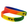 100PCS It is Okay Trendy Silicone Bracelet Decoration Logo Adult Size Rainbow Colors for Promotion Gift