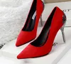 Womens high-heeled Suede Shoes pumps carved metal heel pointed Wedding Shoes 9colors drop lady christmas gift shipping